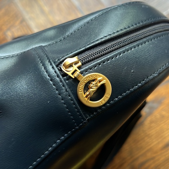 Longchamp top handle smooth navy blue leather shoulder bag - Picture 5 of 6